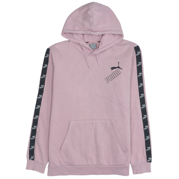 Puma 90's Vintage Medium Pink Cotton Hoodie Drawstring Pockets