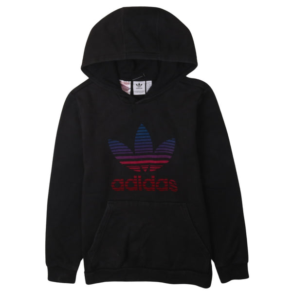 Adidas 90's Vintage Spellout Pullover Hoodie Large Black Classic