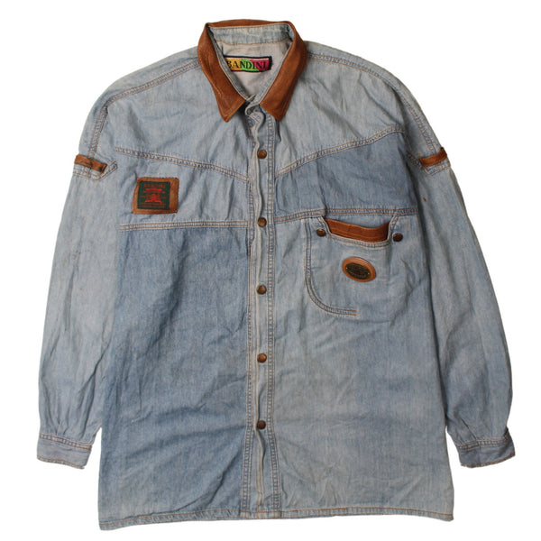 Vintage 90's Blue Long Sleeve Button Up Shirt XLarge - Active Brand