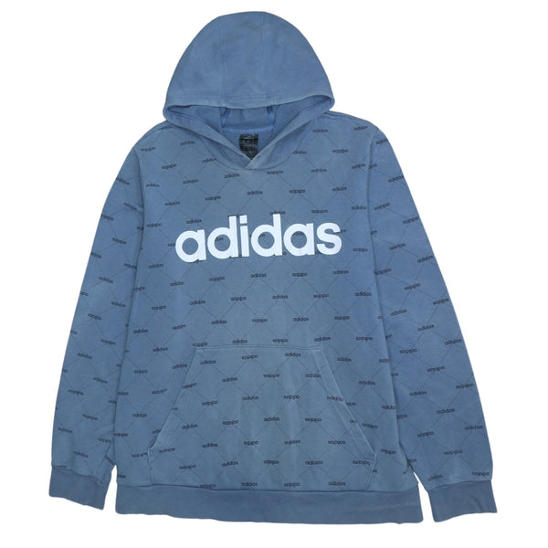 Adidas Vintage 90's Spellout Pullover Hoodie Blue XL