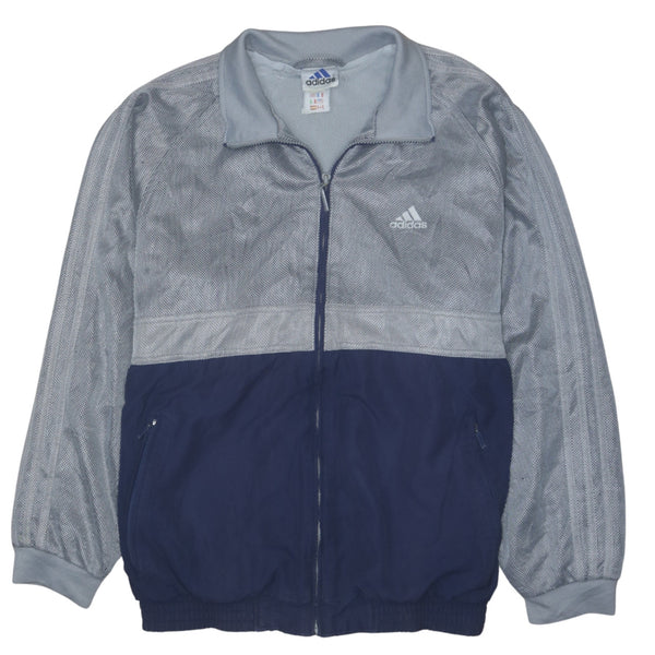 Adidas 90's Vintage Grey Lightweight Full Zip Windbreaker Large