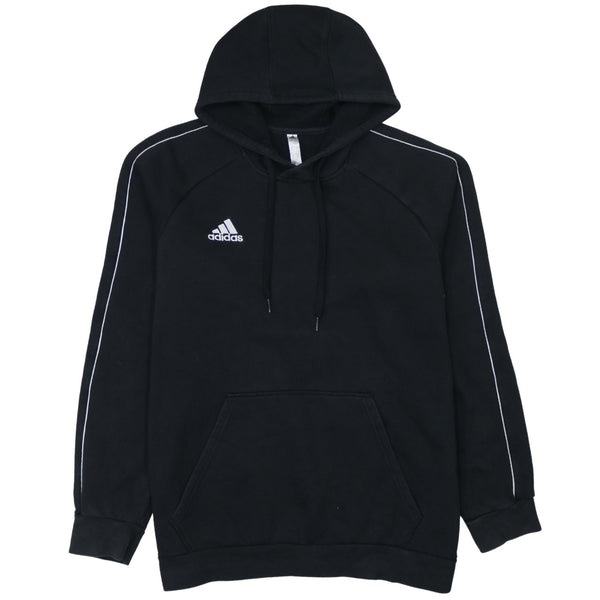 Adidas Vintage Black Large Hoodie with Drawstring & Pockets