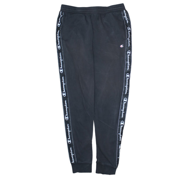 Champion 90's Vintage Black Sweatpants, Elastic Waist, Men's Small