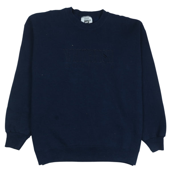 Lee 90's Navy Blue Whitefish Montana Crew Neck Sweatshirt XL Men