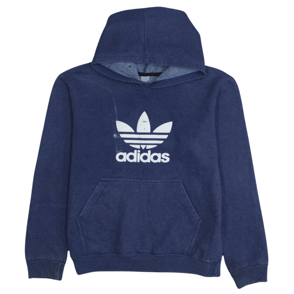 Adidas 90's Blue Spellout Pullover Hoodie Medium