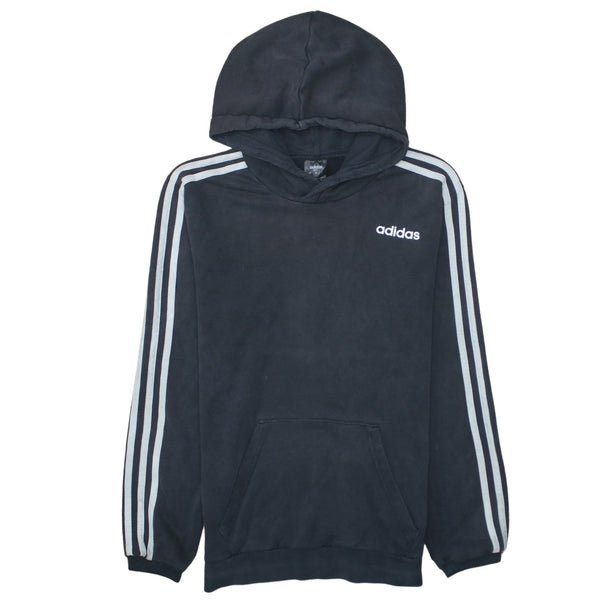 Adidas 90's Striped Sleeve Pullover Hoodie Small Black