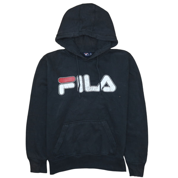 Fila 90's Vintage Black Medium Spellout Pullover Hoodie