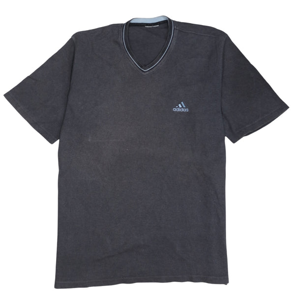 Adidas 90's Short Sleeves V Neck T Shirt Large  Grey