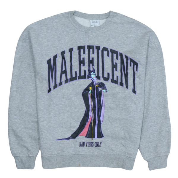 Disney 90's Maleficent Crew Neck Sweatshirt XSmall Grey Vintage