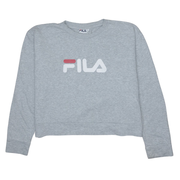 Vintage Fila 90's Grey Crop Crew Neck Sweatshirt Men's Large