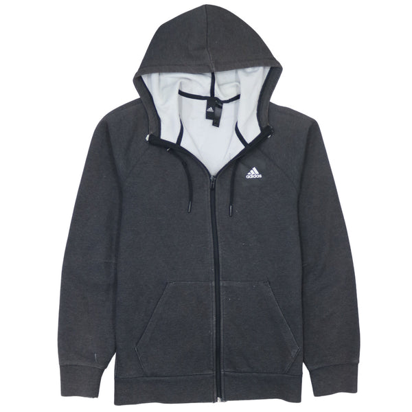 Adidas 90's Black Hoodie with Drawstring Pockets, Full Zip Up, Men's Small