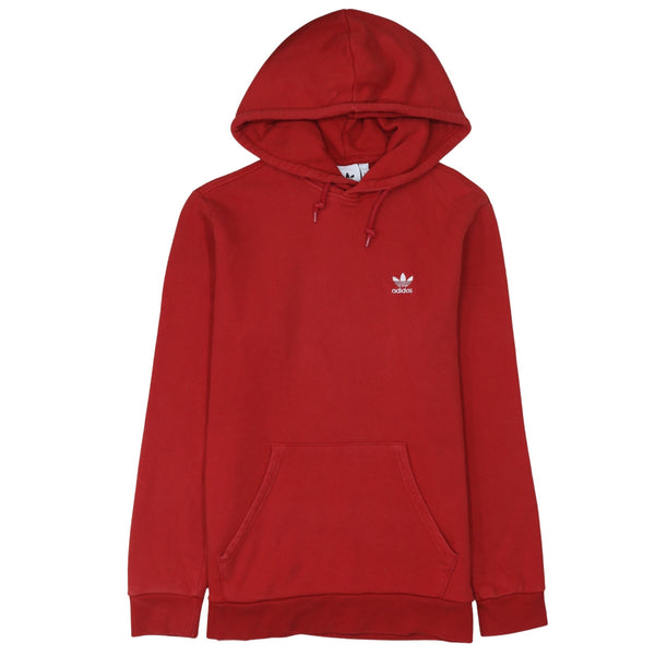 Adidas 90's Drawstring Pockets Pullover Hoodie Medium Red