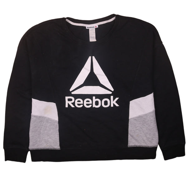 Reebok 90's Black Spellout Crew Neck Sweatshirt XXLarge 2XL Vintage