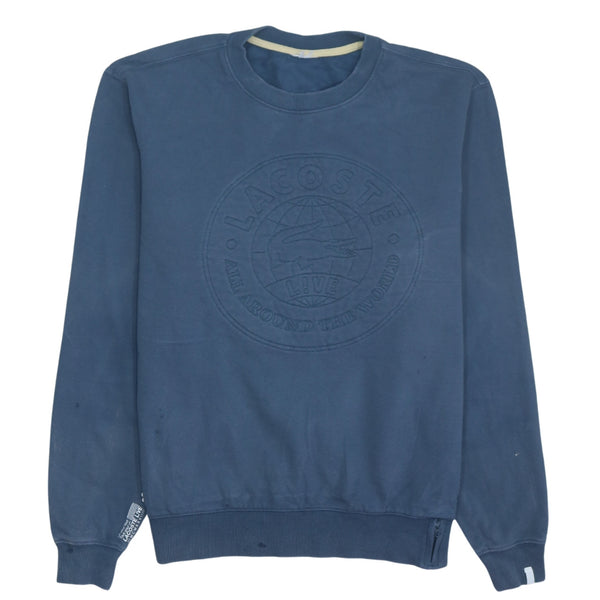 Vintage Lacoste 90's Spellout Crew Neck Sweatshirt L Navy Blue