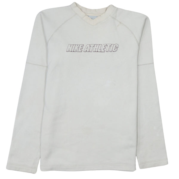 Nike Women's XLarge 90s Spellout Crew Neck Sweatshirt Beige Cream
