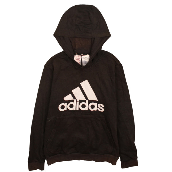 Adidas Women's 90's Vintage Spellout Hoodie Large Black Sweatshirt