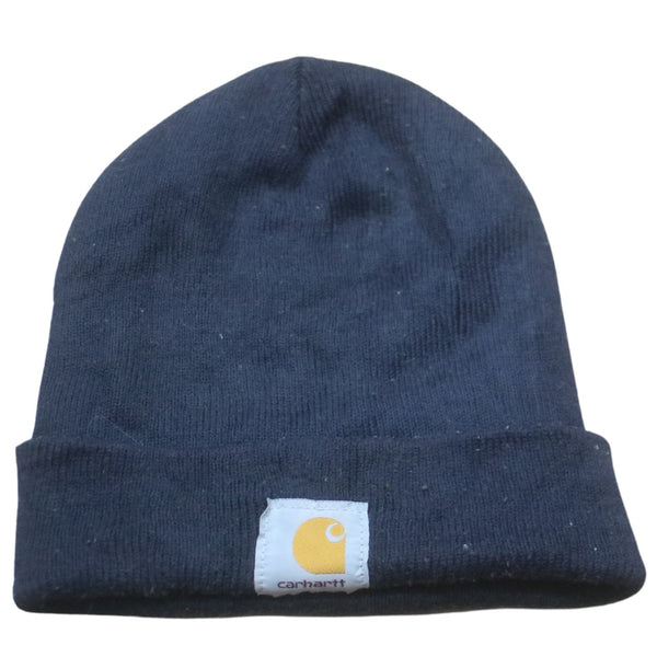 Carhartt Vintage 90's Ribbed Knit Winter Beanie Hat Navy Blue Unisex