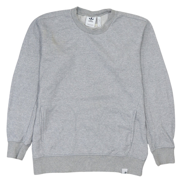 Adidas Men's 90s Grey Plain Crew Neck Sweatshirt - Size Medium