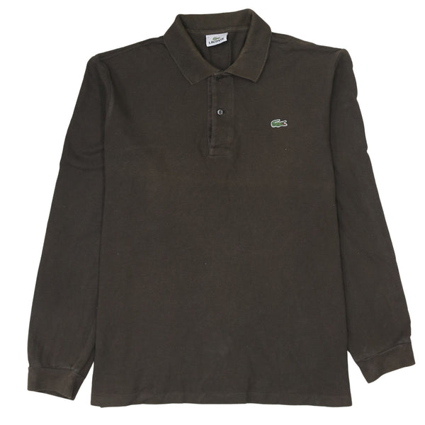 Lacoste 90's Long Sleeve Quarter Button Polo Shirt Large  Brown