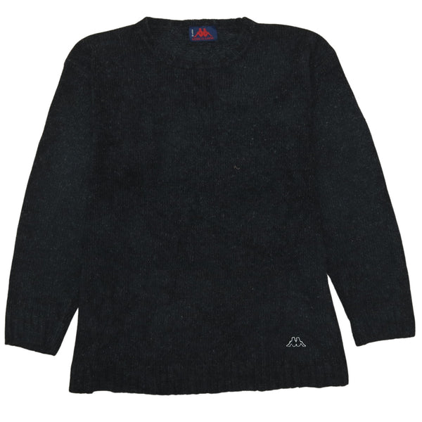 Vintage 90's Kappa Heavyweight Black Crew Neck Sweatshirt Large