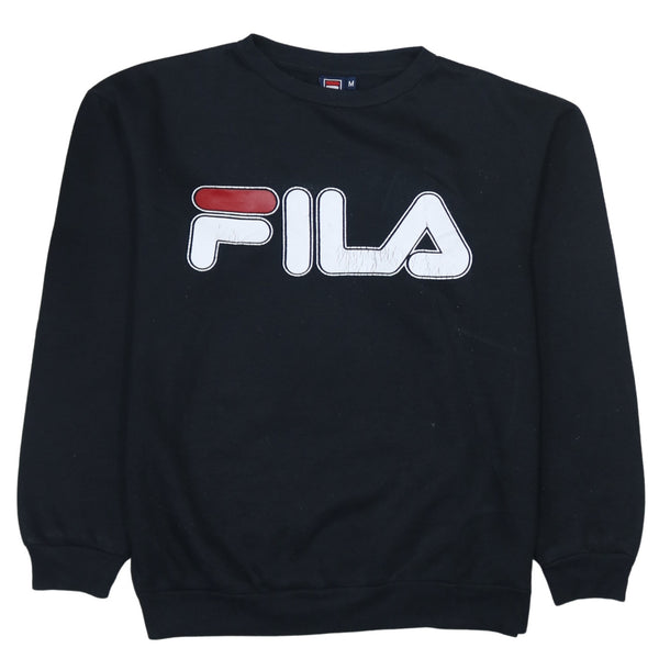 Authentic Fila 90's Vintage Black Spellout Crew Neck Sweatshirt Medium