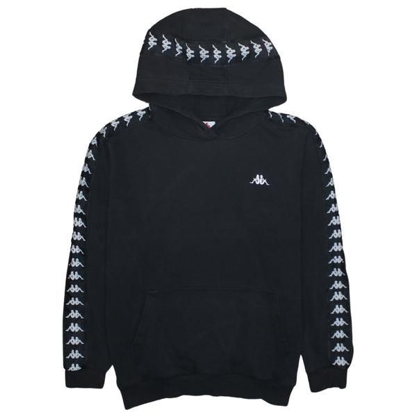Kappa 90's Drawstring Pockets Pullover Hoodie Small  Black