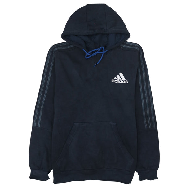 Adidas 90's Striped Sleeve Pullover Hoodie Large Black