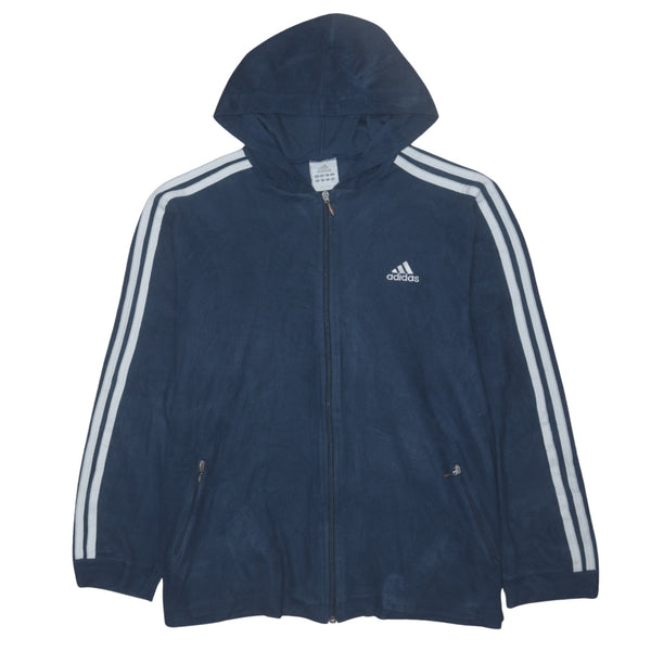 Adidas Men's Medium Navy Blue Striped Sleeve Vintage Fleece Jumper