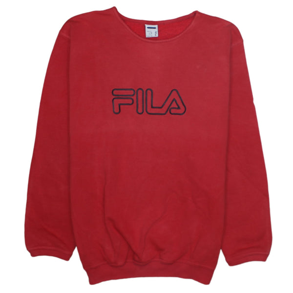 Fila 90's Spellout Crew Neck Sweatshirt Small Red