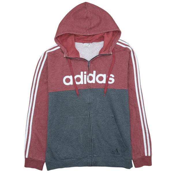 Adidas 90's Vintage Spellout Full Zip Up Men's Hoodie Large Grey