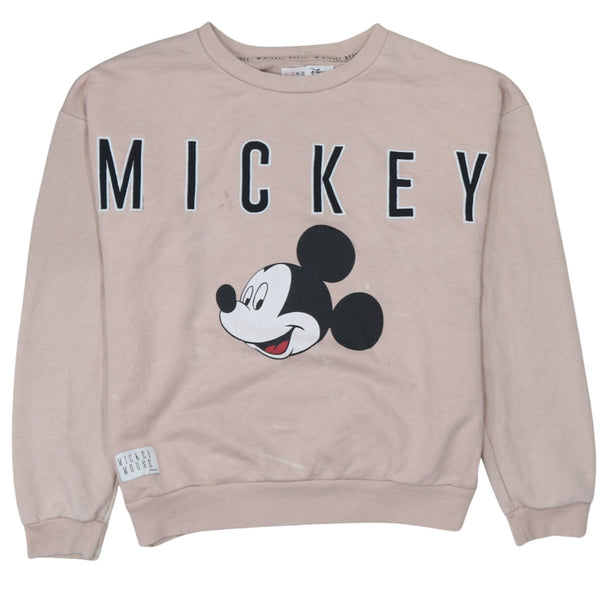 Disney 90's Mickey Mouse Crew Neck Sweatshirt Medium Pink
