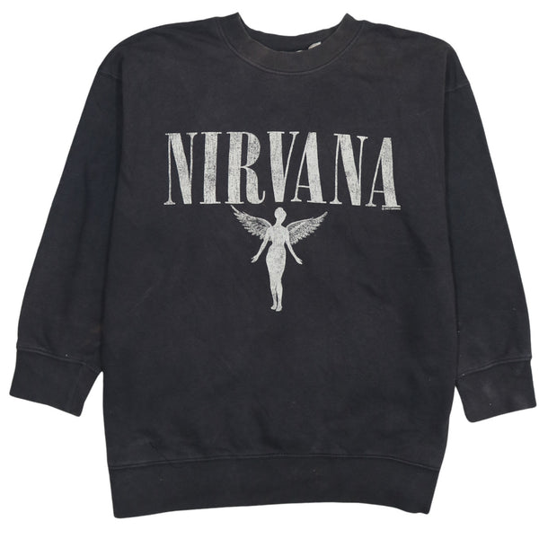 H&M 90's Spellout Crew Neck Sweatshirt Small Black