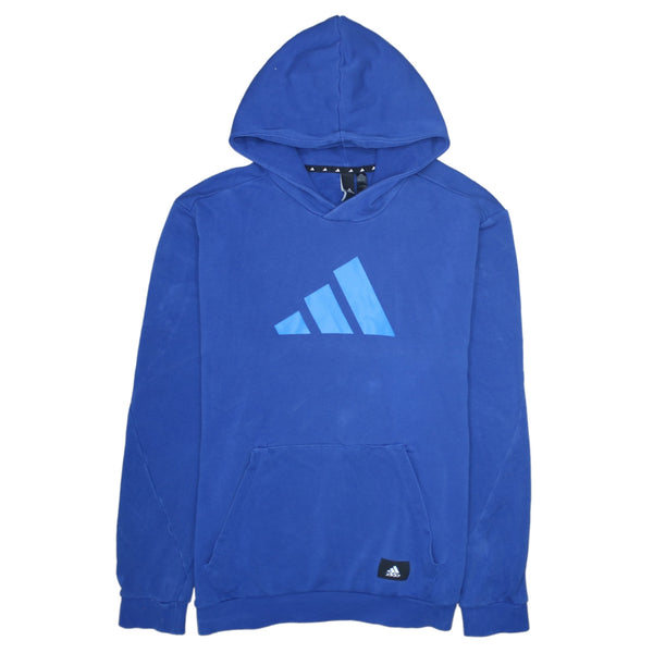 Adidas 90's Spellout Pullover Hoodie Large Blue