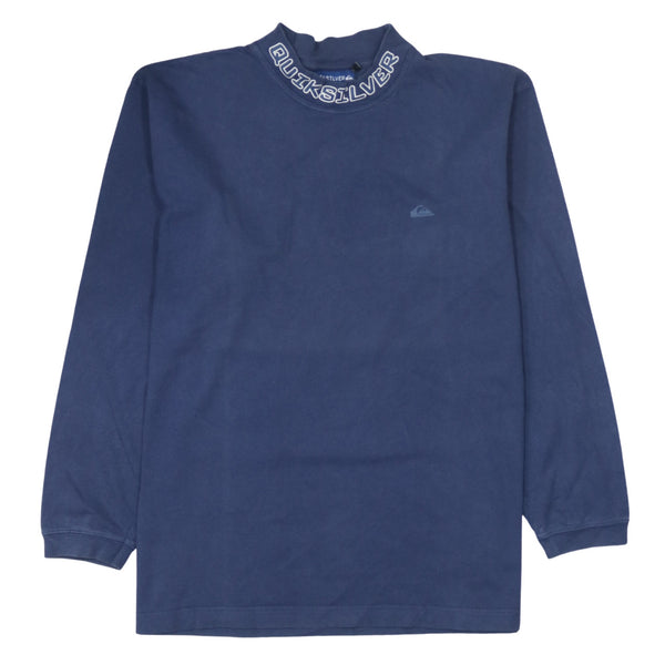 QuikSilver 90's Lightweight Turtle Neck Sweatshirt Medium Navy Blue