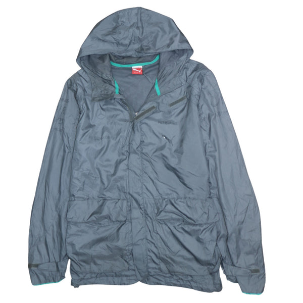 Puma 90's Medium Grey Full Zip Hooded Windbreaker
