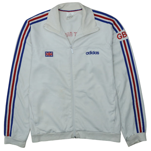 Adidas 90's Striped Sleeve Full Zip Up Sweatshirt XLarge White