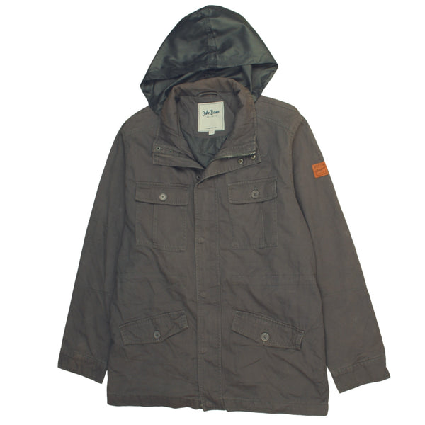 Vintage 90's Active Grey Hooded Full Zip Windbreaker Men's Large