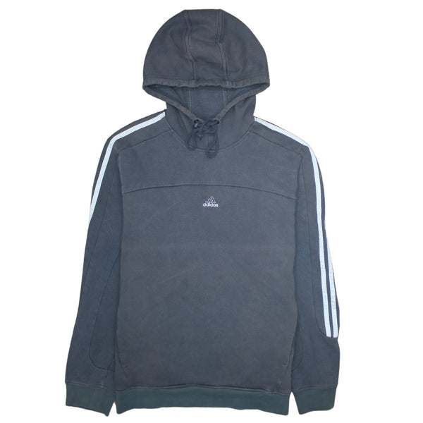 Adidas 90's Striped Sleeve Pullover Hoodie Small  Grey