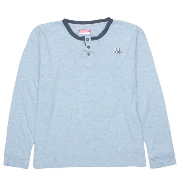 Vintage Kappa 90's Grey Long Sleeve Quarter Button Sweatshirt Men's Medium