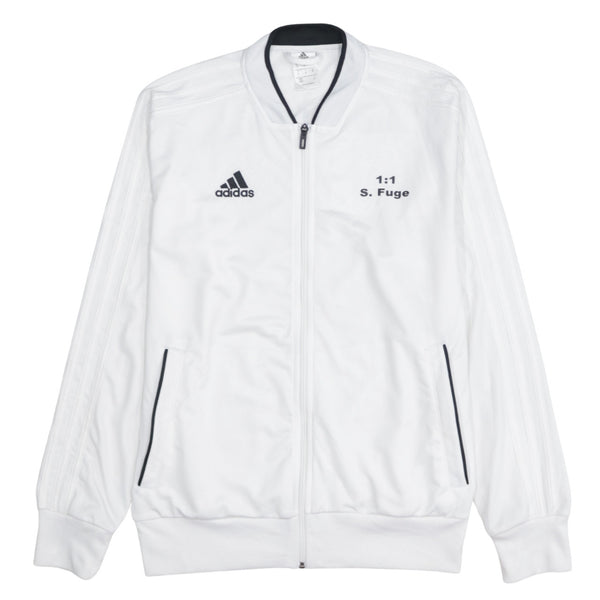 Adidas White Track Jacket Men's Medium Embroidered Logo Personal Trainer Zip Top