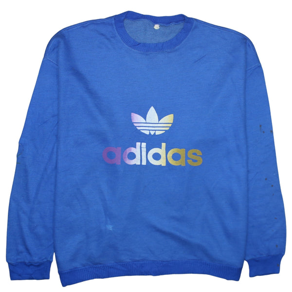 Adidas 90's Spellout Crew Neck Sweatshirt Large  Blue