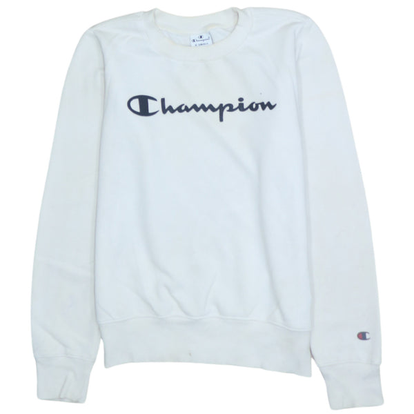 Champion 90's Spellout Crew Neck Sweatshirt XSmall White