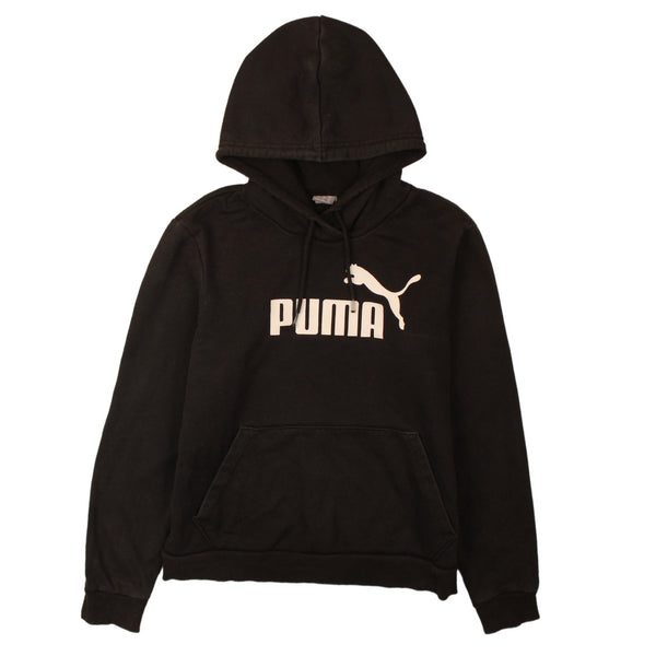 Puma 90's Vintage Black Spellout Hoodie Women's Large Pullover