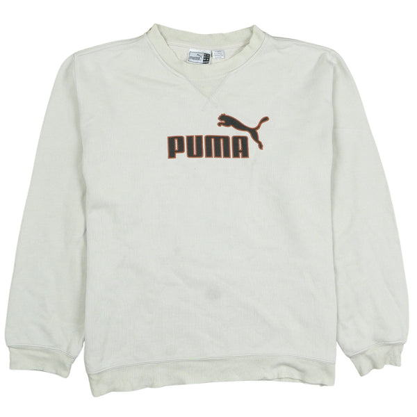 Puma 90s Vintage Spellout Crew Neck Sweatshirt XXL Beige Cream