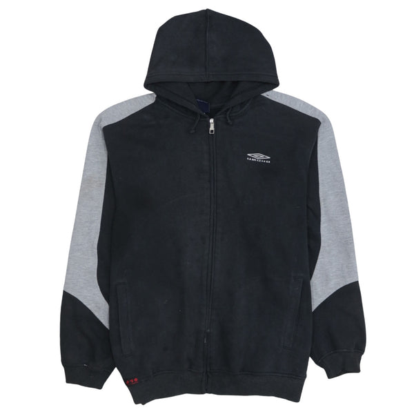 Umbro 90's Lightweight Full Zip Up Hoodie Large Black