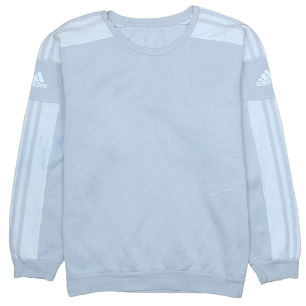 Adidas 90's Grey Striped Sleeve Crew Neck Sweatshirt Men's Large