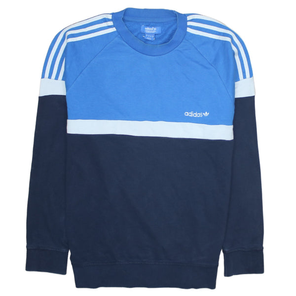 Adidas 90's 3 Stripes Crew Neck Sweatshirt Large Blue