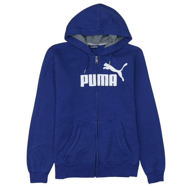 Puma 90's Spellout Full Zip Up Hoodie Medium Blue