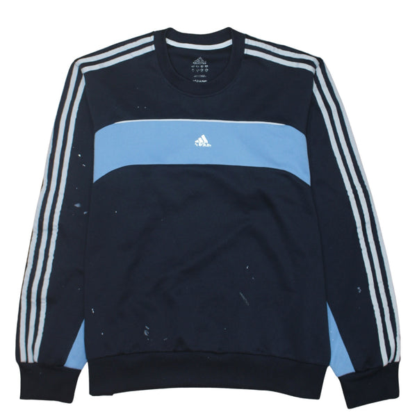 Adidas 90's Striped Sleeve Crew Neck Sweatshirt Large  Navy Blue