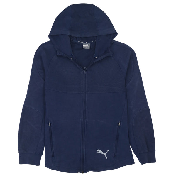 Puma 90's Vintage Navy Blue Lightweight Full Zip Up Hoodie - Men's Medium